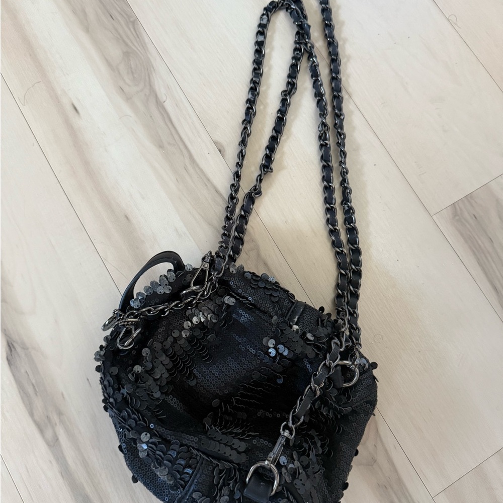 Sequin Black Mini Backpack - image 4